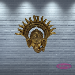 Brass Ganesha Idol With Surya Chakra Wall hanging / Showpiece