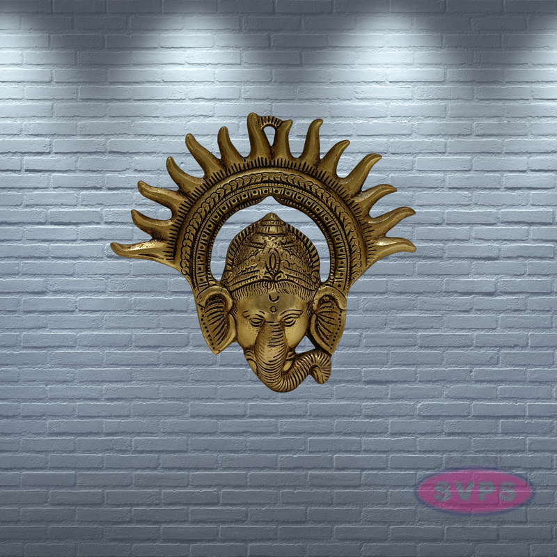 Brass Ganesha Idol With Surya Chakra Wall hanging / Showpiece