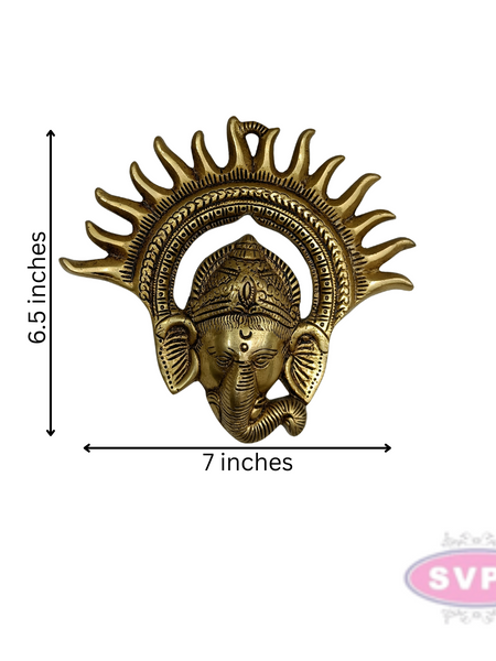Brass Ganesha Idol With Surya Chakra Wall hanging / Showpiece