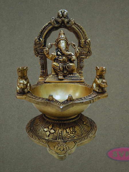 Antique Finish Brass Vinayagar Deepam – Home & Temple Use