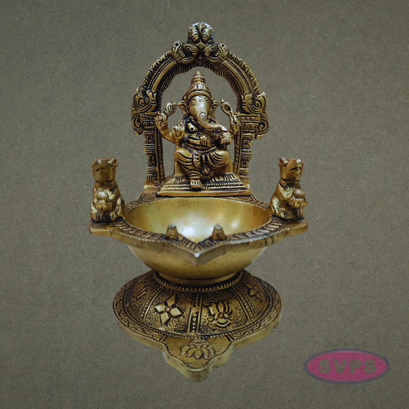 Antique Finish Brass Vinayagar Deepam – Home & Temple Use