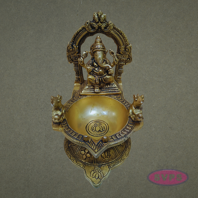 Antique Finish Brass Vinayagar Deepam – Home & Temple Use