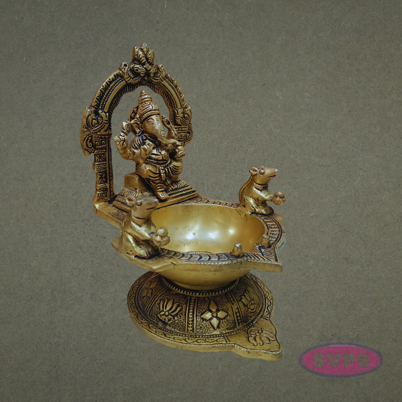 Antique Finish Brass Vinayagar Deepam – Home & Temple Use
