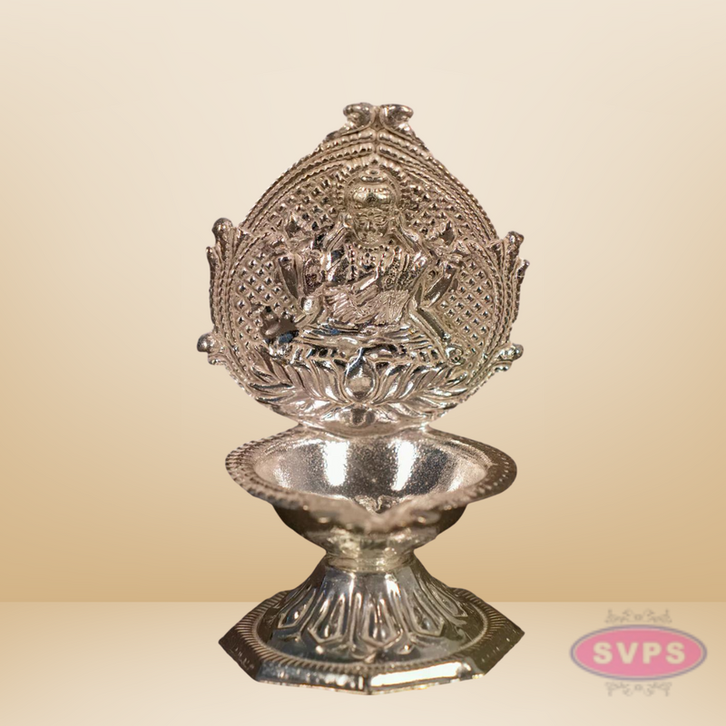 German Silver Goddess Lakshmi Decorative Diya for Pooja & Home Décor