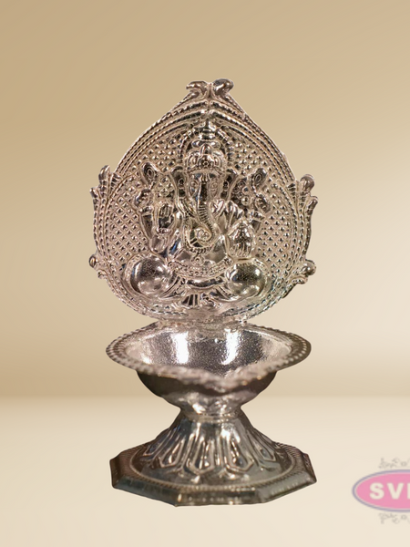 German Silver Lord Ganesha Decorative Diya for Pooja & Home Décor