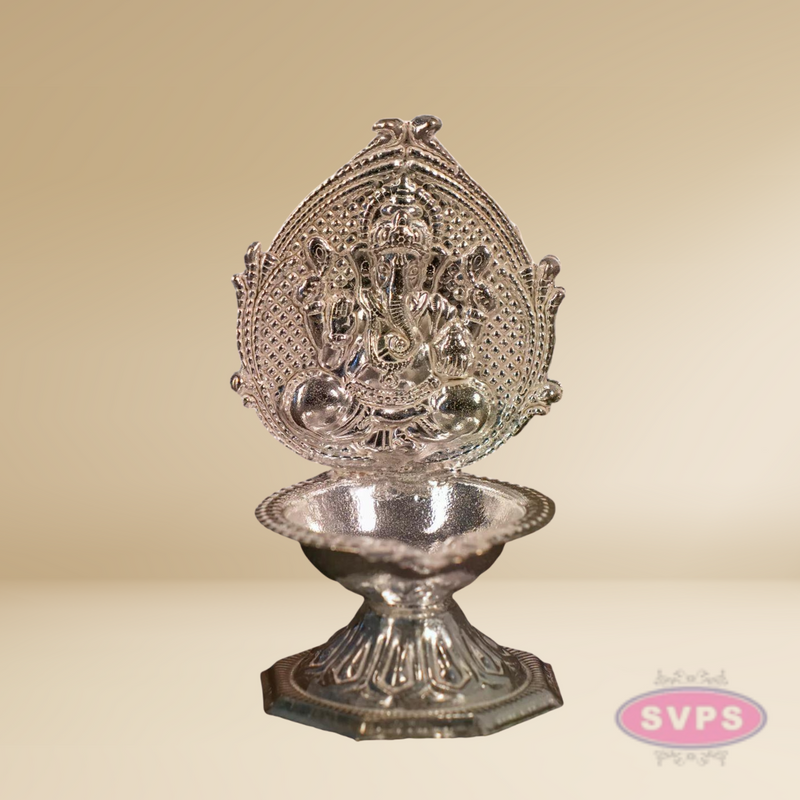 German Silver Lord Ganesha Decorative Diya for Pooja & Home Décor