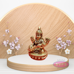 Goddess Saraswati Small Brass Idol For Knowledge, Music, Arts and Wisdom