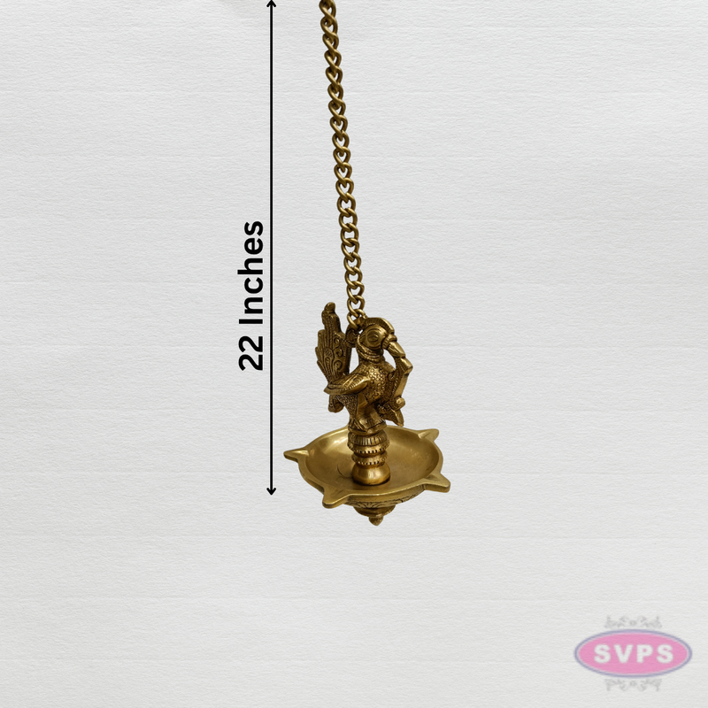 Brass Hanging Peacock & Annam Oil Lamp – Handmade Temple Diya