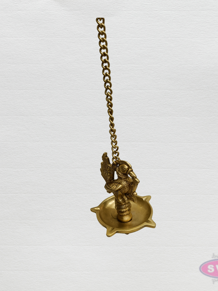 Brass Hanging Peacock & Annam Oil Lamp – Handmade Temple Diya