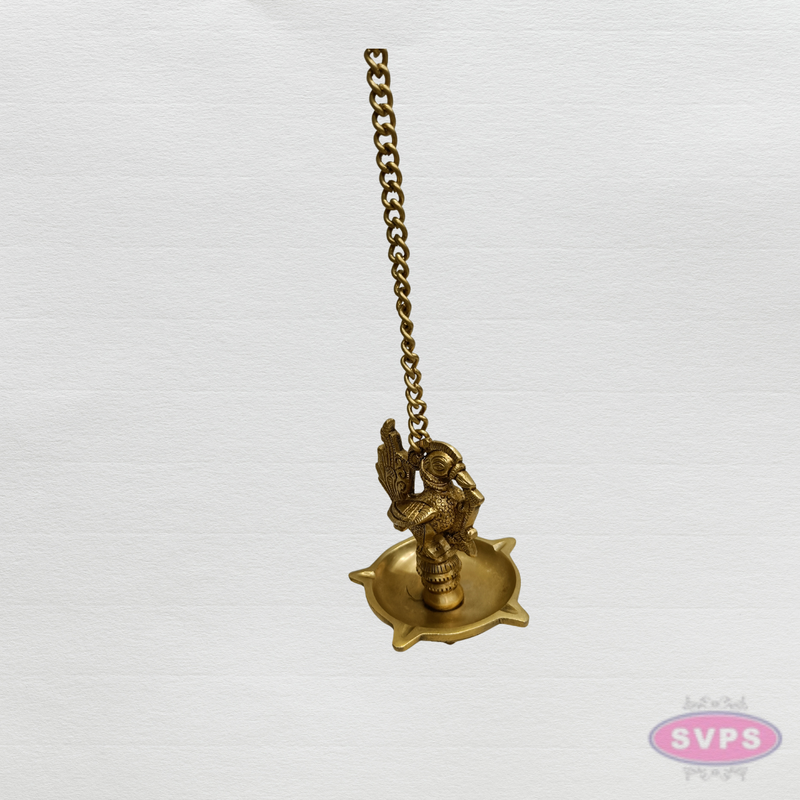 Brass Hanging Peacock & Annam Oil Lamp – Handmade Temple Diya
