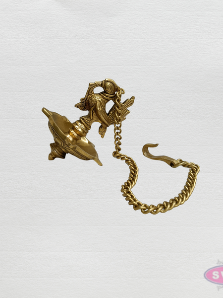 Brass Hanging Peacock & Annam Oil Lamp – Handmade Temple Diya