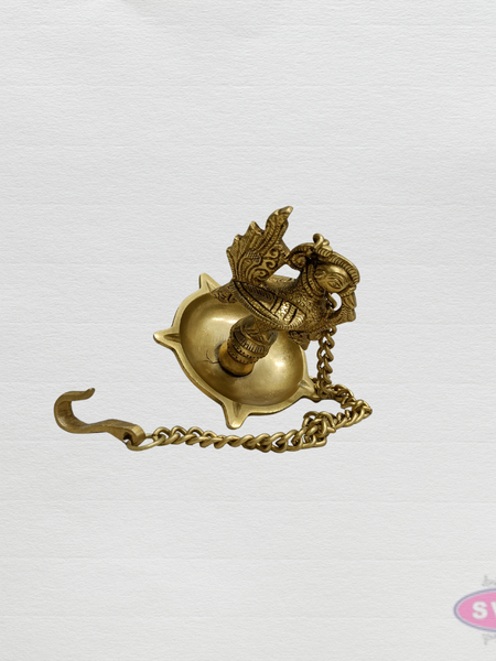 Brass Hanging Peacock & Annam Oil Lamp – Handmade Temple Diya