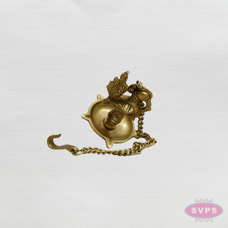 Brass Hanging Peacock & Annam Oil Lamp – Handmade Temple Diya