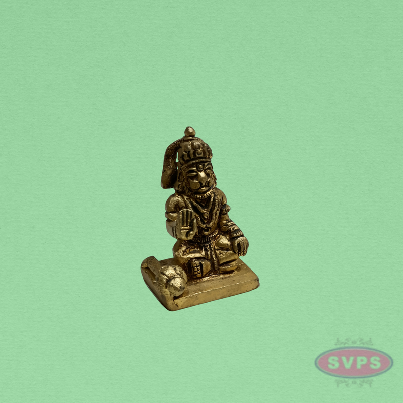 Brass Hanuman Idol – Seated Hanuman Statue