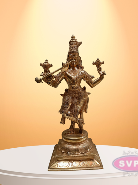 Handmade Panchaloham Lord Krishna Idol for Temple / 18 inches