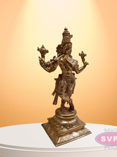 Handmade Panchaloham Lord Krishna Idol for Temple / 18 inches
