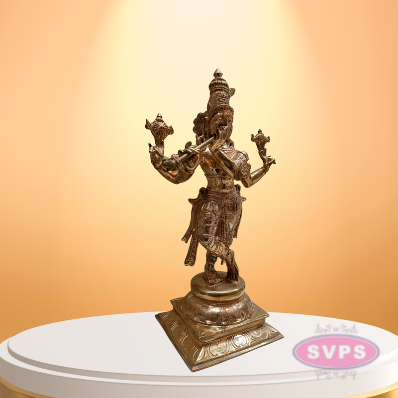 Handmade Panchaloham Lord Krishna Idol for Temple / 18 inches