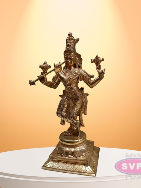 Handmade Panchaloham Lord Krishna Idol for Temple / 18 inches