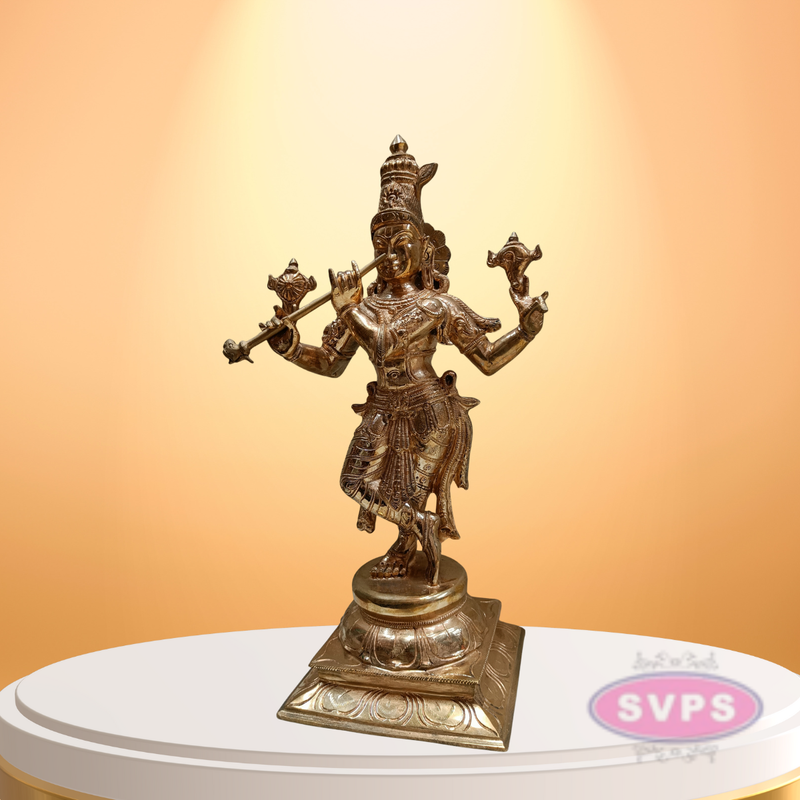Handmade Panchaloham Lord Krishna Idol for Temple / 18 inches