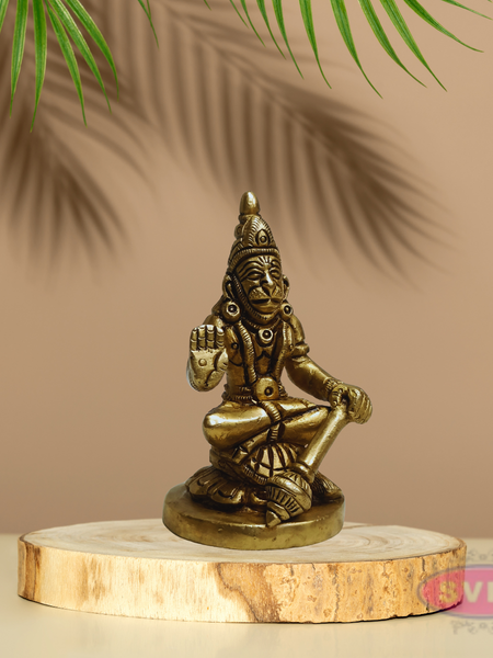 Brass Hanuman Murti in Blessing Pose – Spiritual Décor