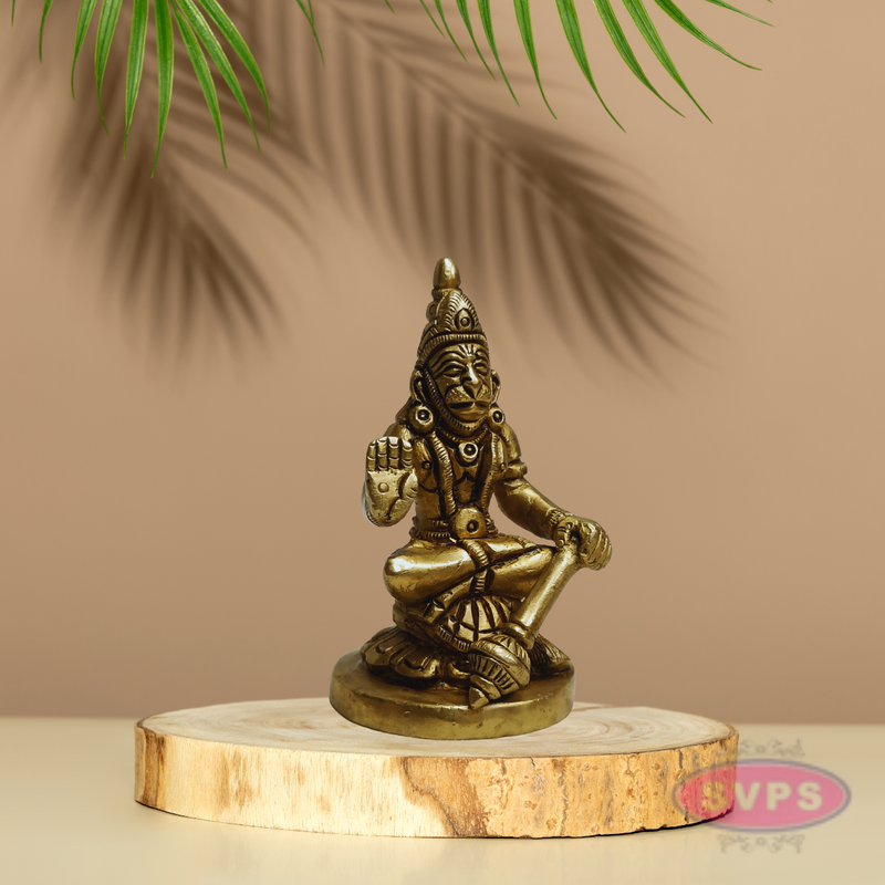 Brass Hanuman Murti in Blessing Pose – Spiritual Décor