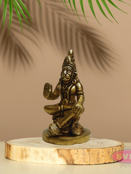 Brass Hanuman Murti in Blessing Pose – Spiritual Décor