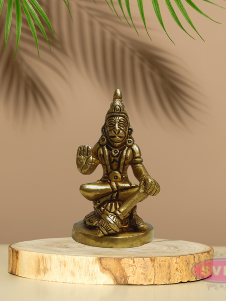 Brass Hanuman Murti in Blessing Pose – Spiritual Décor
