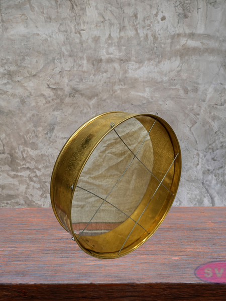 Traditional Brass Jalladai – 8” Fixed Mesh Flour Sieve