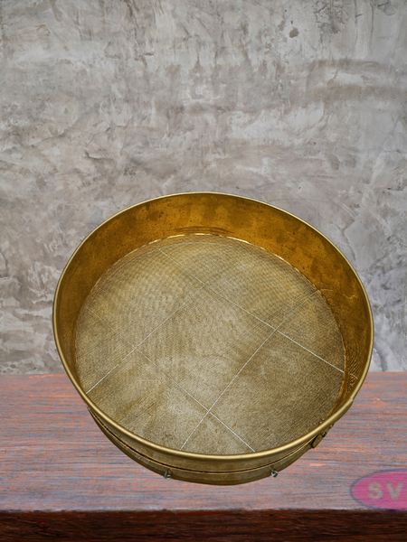 Traditional Brass Jalladai – 8” Fixed Mesh Flour Sieve