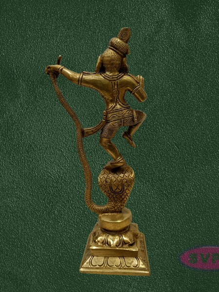 Handcrafted Brass Krishna Kalinga Narthana Idol – Dancing Lord Krishna on Kaliya, Pooja & Decor Statue