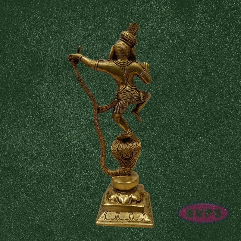 Handcrafted Brass Krishna Kalinga Narthana Idol – Dancing Lord Krishna on Kaliya, Pooja & Decor Statue