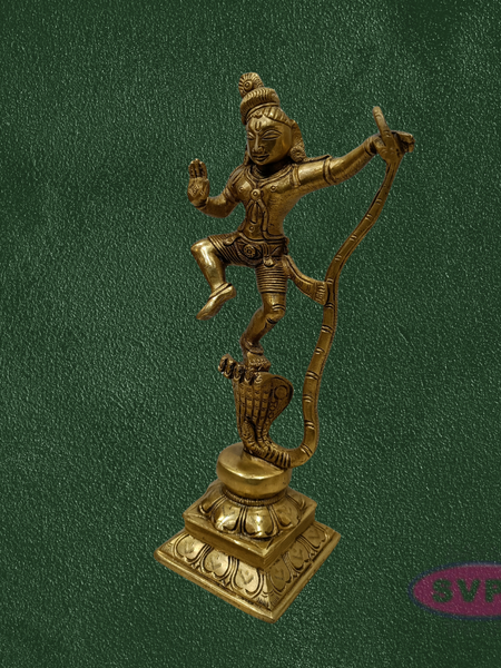 Handcrafted Brass Krishna Kalinga Narthana Idol – Dancing Lord Krishna on Kaliya, Pooja & Decor Statue
