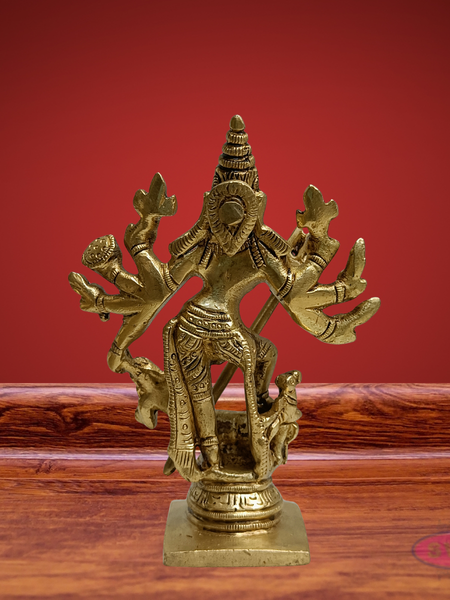 Mahishasuramardhini Brass Idol 5 Inch – Antique Finish Goddess Durga Statue for Pooja Room