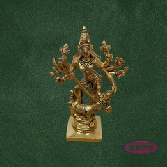 Brass Goddess Kali Statue with Demon Base – Traditional Hindu Idol