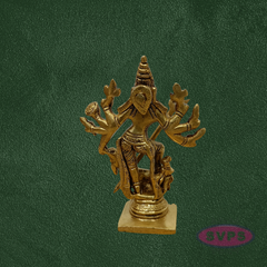 Brass Goddess Kali Statue with Demon Base – Traditional Hindu Idol