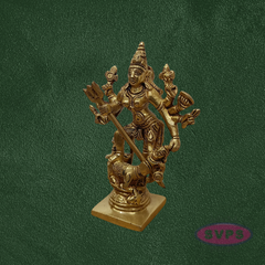 Brass Goddess Kali Statue with Demon Base – Traditional Hindu Idol