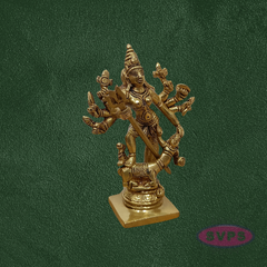 Brass Goddess Kali Statue with Demon Base – Traditional Hindu Idol
