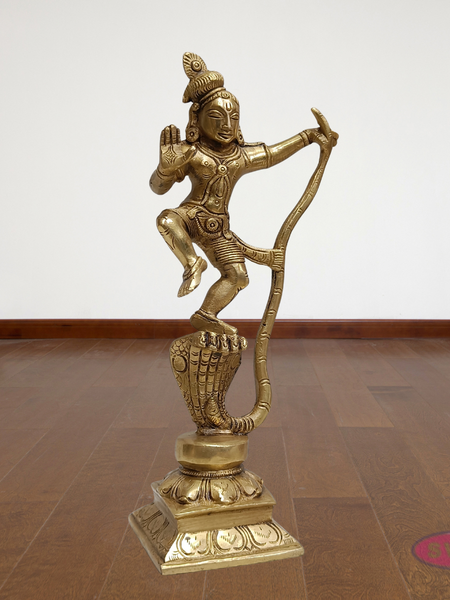 Brass Dancing Kalinga Krishna Statue – Traditional Pooja Idol
