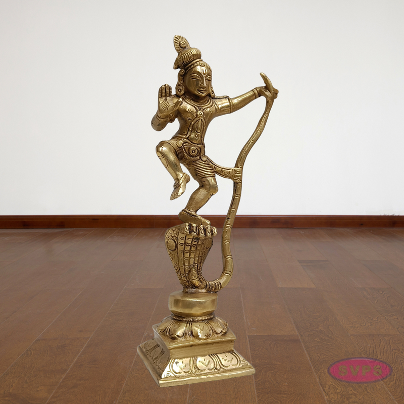 Brass Dancing Kalinga Krishna Statue – Traditional Pooja Idol