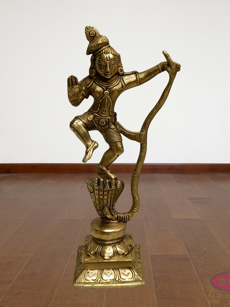 Brass Dancing Kalinga Krishna Statue – Traditional Pooja Idol