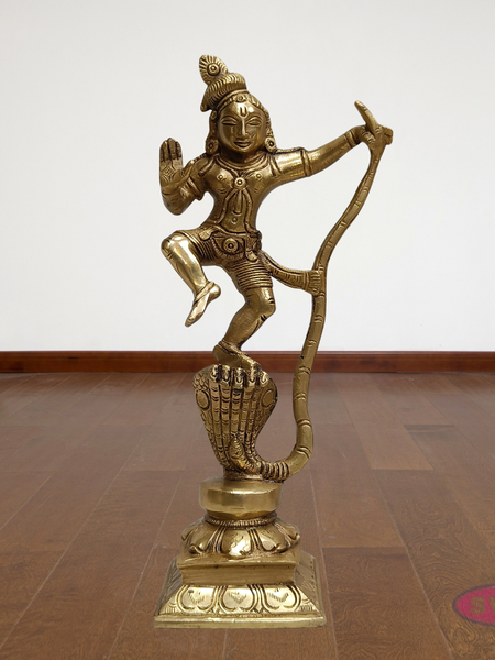 Brass Dancing Kalinga Krishna Statue – Traditional Pooja Idol