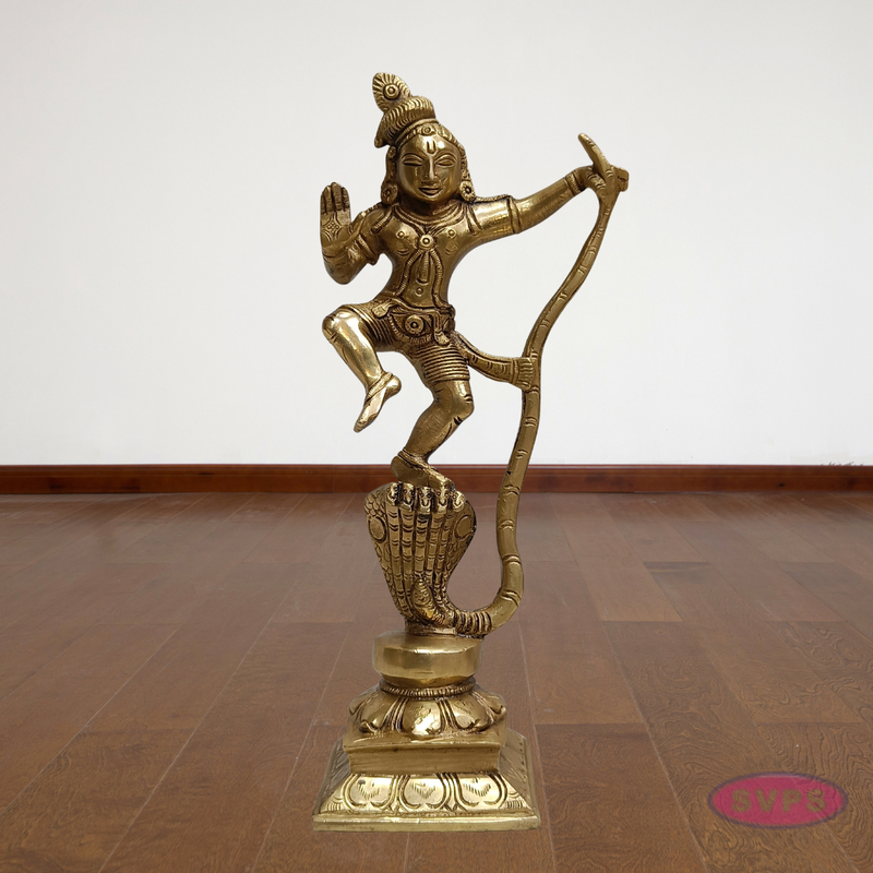 Brass Dancing Kalinga Krishna Statue – Traditional Pooja Idol