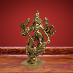 Mahishasuramardhini Brass Idol 5 Inch – Antique Finish Goddess Durga Statue for Pooja Room