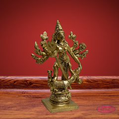 Mahishasuramardhini Brass Idol 5 Inch – Antique Finish Goddess Durga Statue for Pooja Room