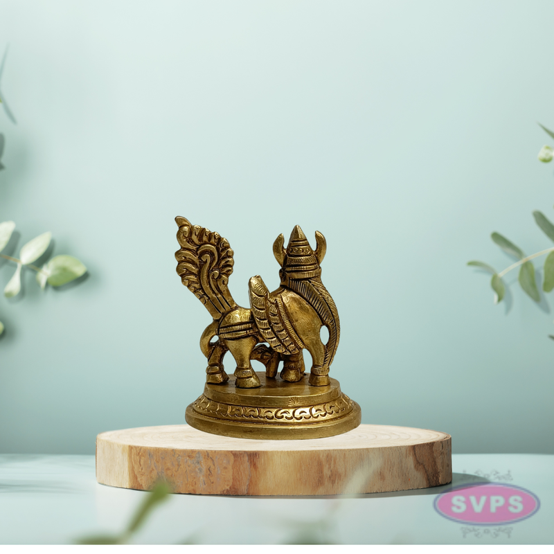 Brass Kamadhenu Idol – Sacred Hindu Cow Goddess Statue