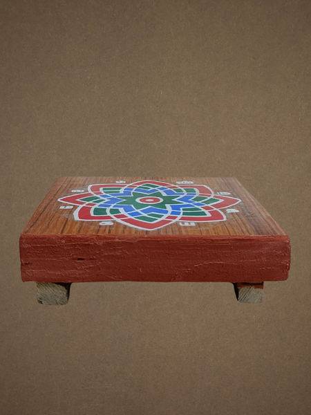 Decorative Wooden Pooja Chowki with Kamalam Design – Traditional Pooja Peedam