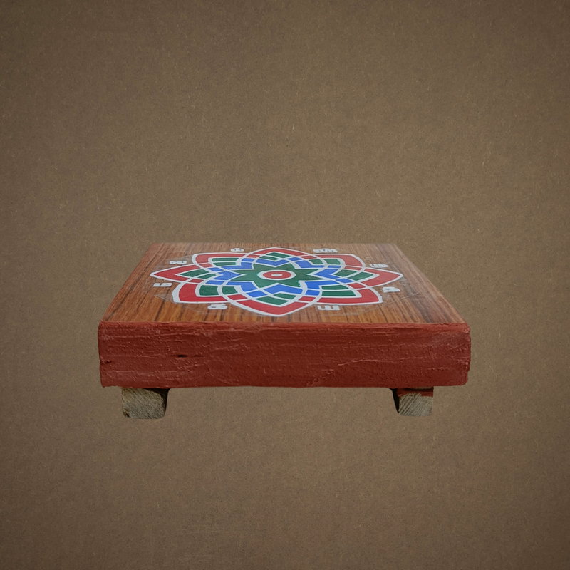 Decorative Wooden Pooja Chowki with Kamalam Design – Traditional Pooja Peedam