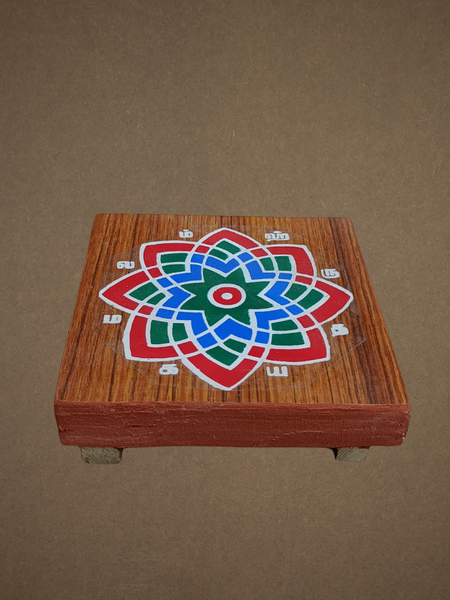 Decorative Wooden Pooja Chowki with Kamalam Design – Traditional Pooja Peedam