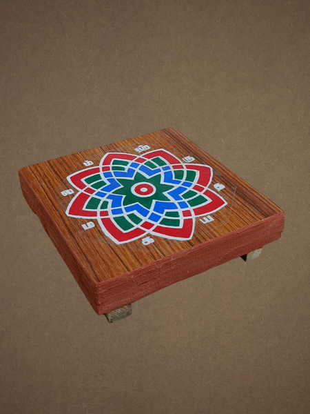 Decorative Wooden Pooja Chowki with Kamalam Design – Traditional Pooja Peedam