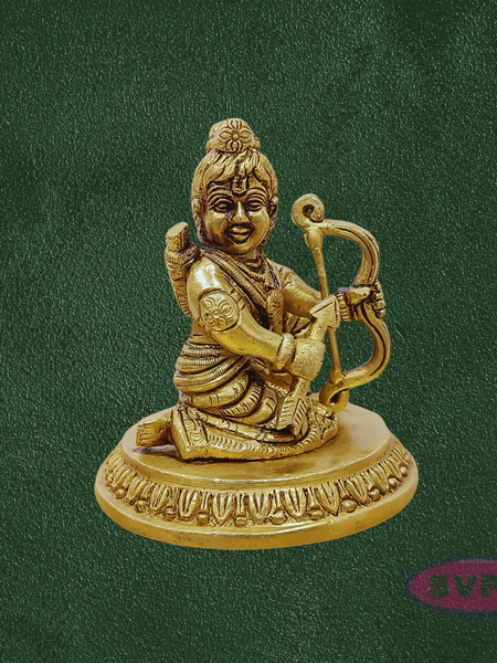 Handcrafted Brass Bala Rama Idol with Bow (Dhanush) – Child Lord Rama Vigraham for Home Pooja & Spiritual Decor